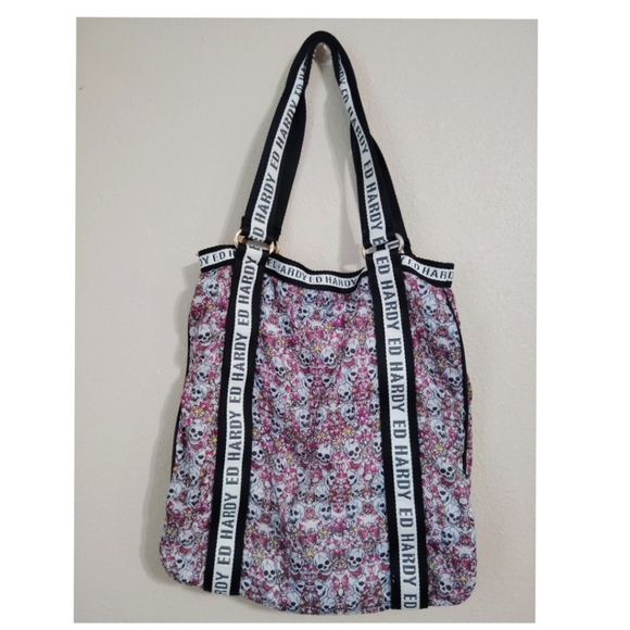 Y2K Ed Hardy Love Kills Slowly Multicolor Tote Bag 2000 - Picture 2 of 9